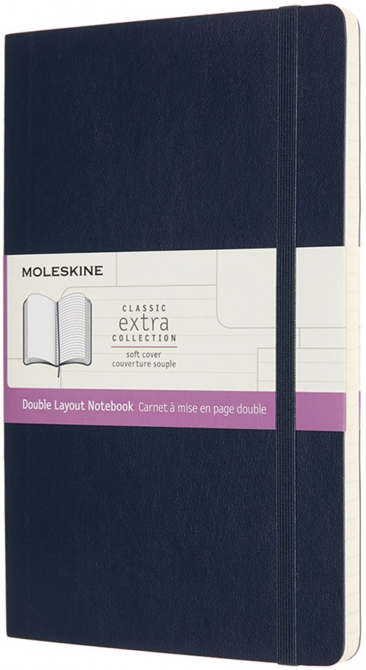 Блокнот Moleskine Classic Double Layout середній 13 х 21 см лінія-нелінований сапфір м'який 