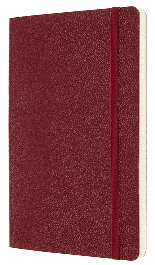 Блокнот Moleskine Leather середній 13 х 21см в лінію бордовий м'який у прозорому боксі