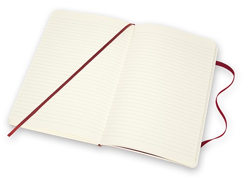 Блокнот Moleskine Leather середній 13 х 21см в лінію бордовий м'який у прозорому боксі