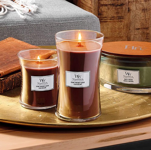 Ароматична свіча WoodWick Medium Stone Washed Suede 275 г