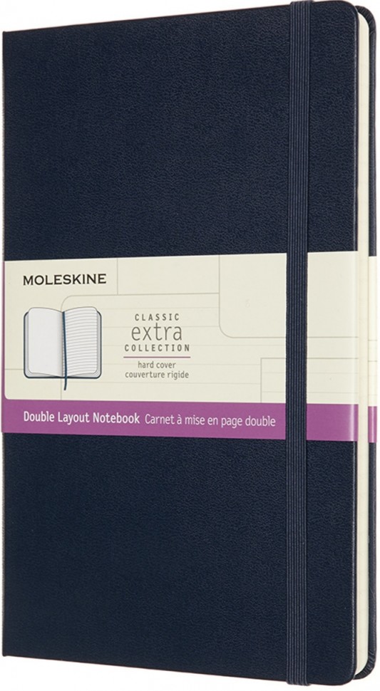Блокнот Moleskine Classic Double Layout середній 13 х 21 см лінія-нелінований сапфір 