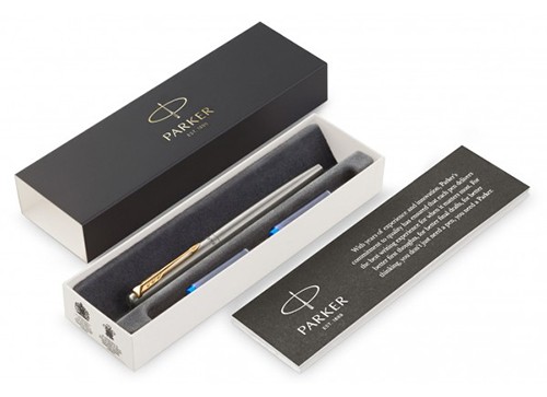 Чорнильна ручка Parker Jotter SS GT FP сталева з позолотою перо M (середнє)