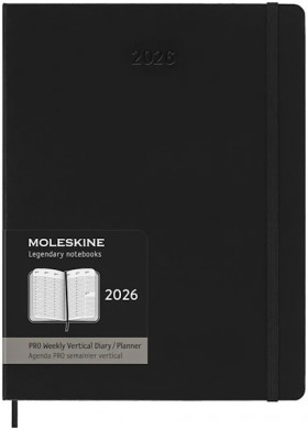Вертикальний щотижневик Moleskine PRO на 2026 рік великий 19 х 25 см чорний