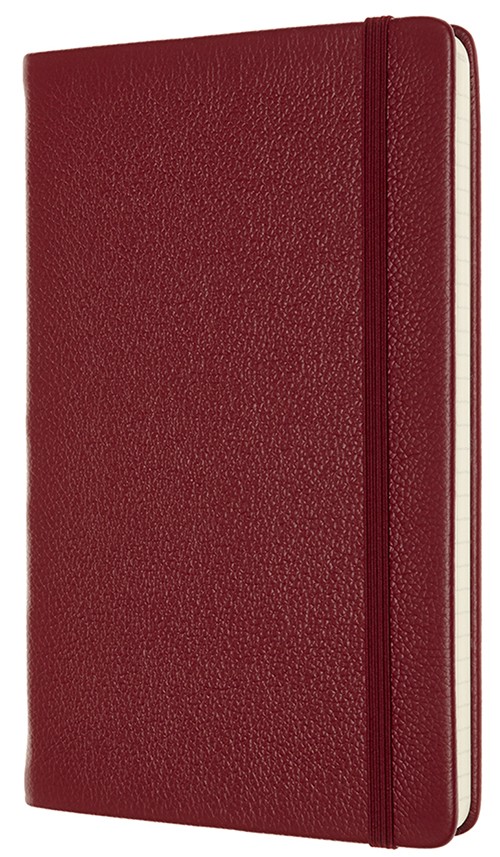 Блокнот Moleskine Leather середній 13 х 21см в лінію бордовий у прозорому боксі