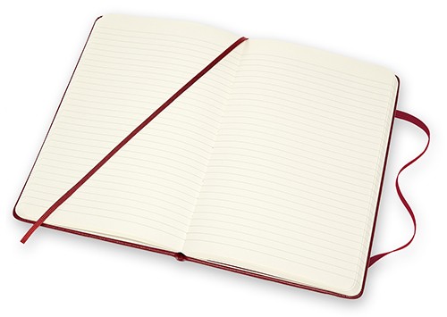 Блокнот Moleskine Leather середній 13 х 21см в лінію бордовий у прозорому боксі
