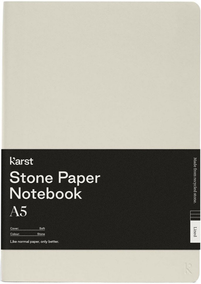 Блокнот Karst Classic A5 14,8 х 21 см в крапку сірий камінь м'який 