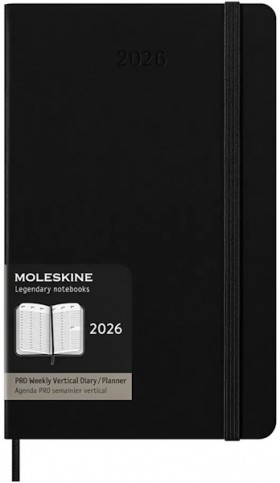 Вертикальний щотижневик Moleskine PRO на 2026 рік середній 13 х 21 см чорний