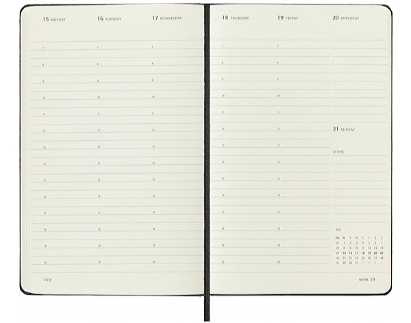 Вертикальний щотижневик Moleskine PRO на 2026 рік середній 13 х 21 см чорний